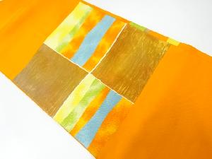 市松に横段模様織出し名古屋帯